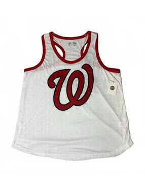 Washington Nationals Women's XXL Sleeveless Tank Top White Red NWT Carl Banks